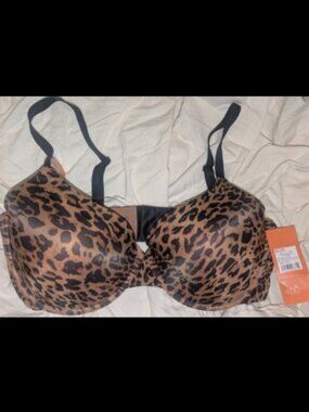 NWT Gilligan O'Malley Leopard Print / Oak Lightly Lined Demi Bra Womens 40D